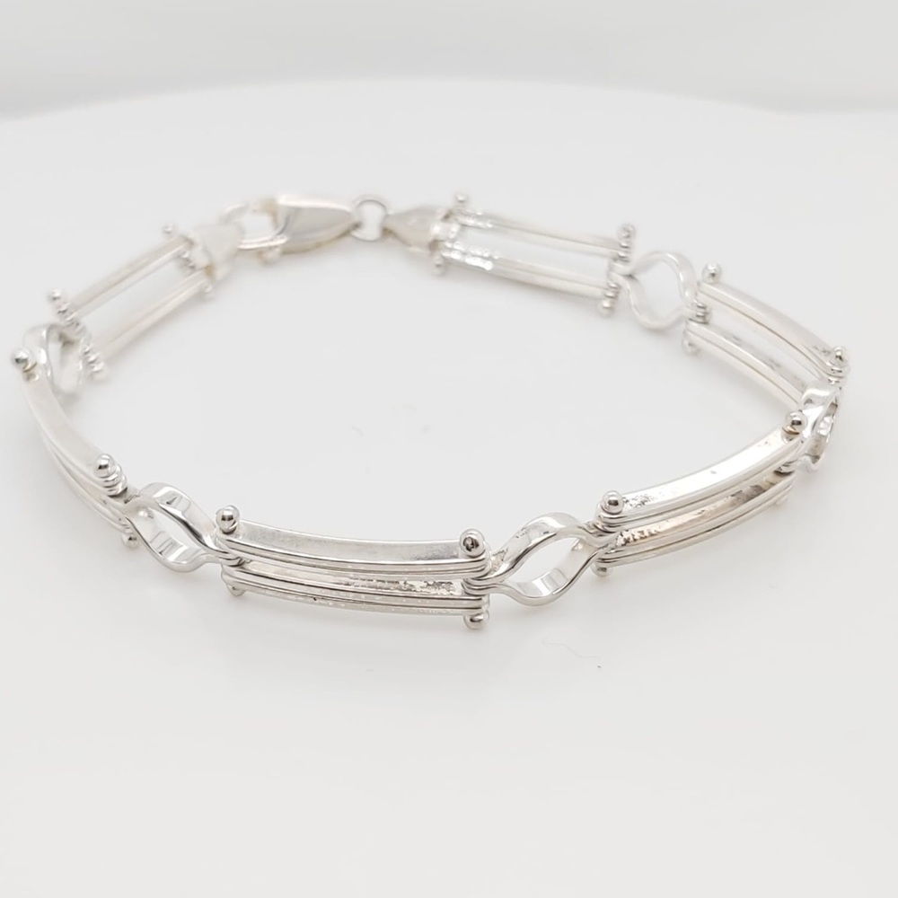 Sterling Silver Vintage Greek Key Design Bracelet - Picture 5 of 7